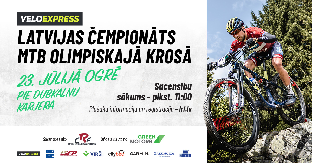 Atvērta reģistrācija “VeloExpress” Latvijas čempionātam MTB XCO krosā + Karte, Nolikums 