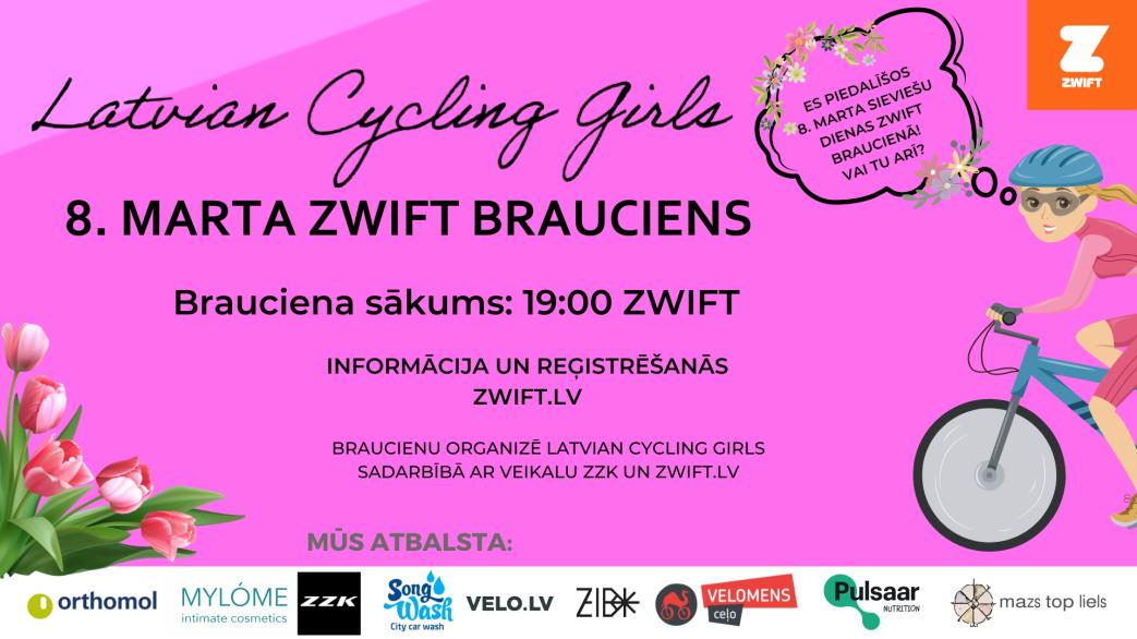 8. martā notiks LCG rīkotais 3. tradicionālais sieviešu virtuālais velobrauciens