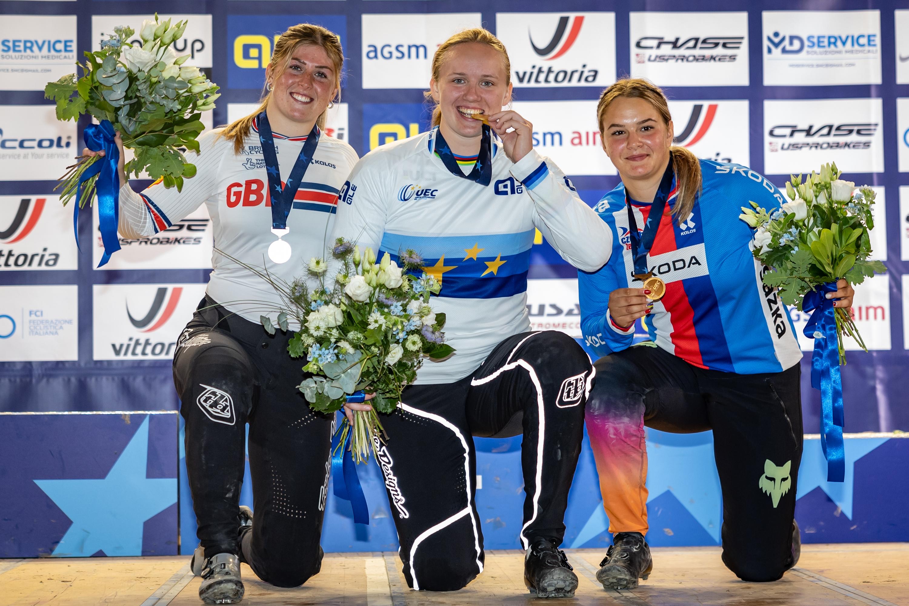 Pasaules čempione Stūriška dramatiskā cīņā uzvar arī BMX Eiropas U23 čempionātā