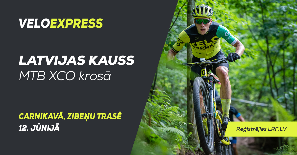 VeloExpress Latvijas kausa MTB XCO krosā Carnikavas posma Reģistrācija, Nolikums un trases GPX fails