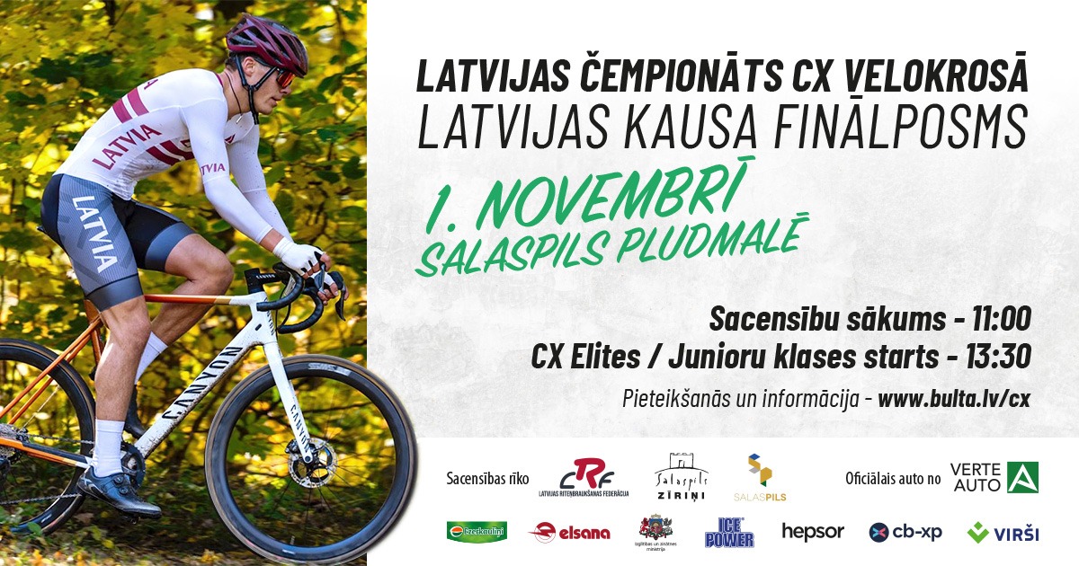 Atvērta pieteikšanās uz 1. novembra LČ un LK finālposmu CX Velokrosā + GPX Trases